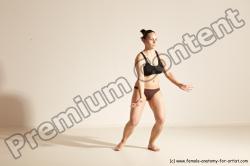 Underwear Martial art Woman White Moving poses Average long colored Dynamic poses Academic